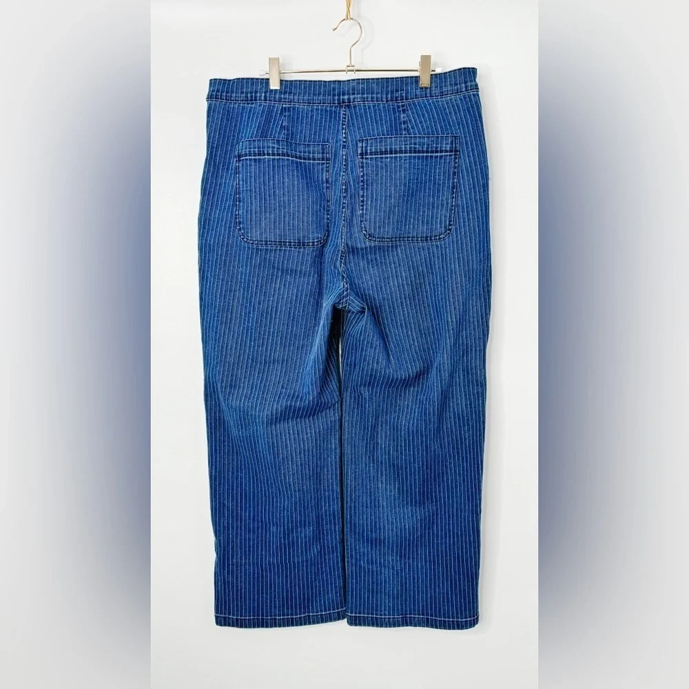 J. CREW Slim Wide-Leg Sailor Jean In Pinstripe Denim Indigo Herringbone NWT